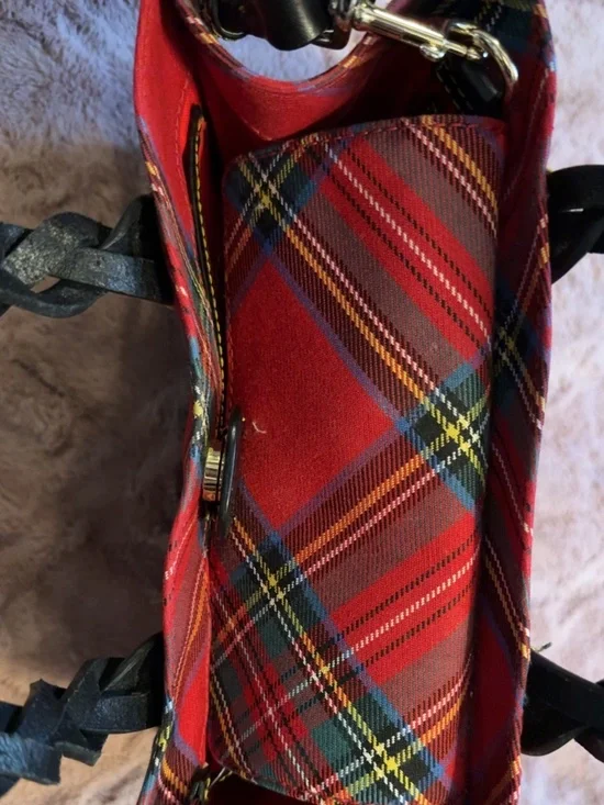 Dooney & Bourke Red Plaid Satchel Tote - Picture 4 of 9